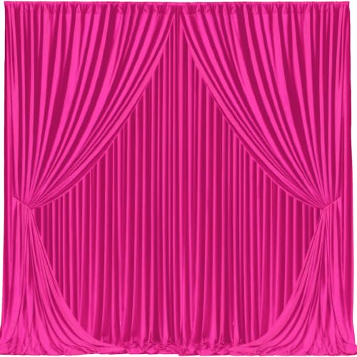 Image of 20x10ft Hot Pink Backdrop Curtain for Wedding Parties Wrinkle Free Fabric Fuchsia Drapes Backdrop Decoration for Baby Shower Birthday Photography Decoration 4 Panels, 5ft x 10ft