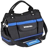 WORKPRO ツールバッグ 工具バッグ 工具入れ 道具袋 肩掛けベルト付き 大口収納 1680D オックスフォード 多機能 大容量 持ち運び 長さ39×幅20.5×高さ30.5cm 修理 作業 電気 家庭 アウトドア用
