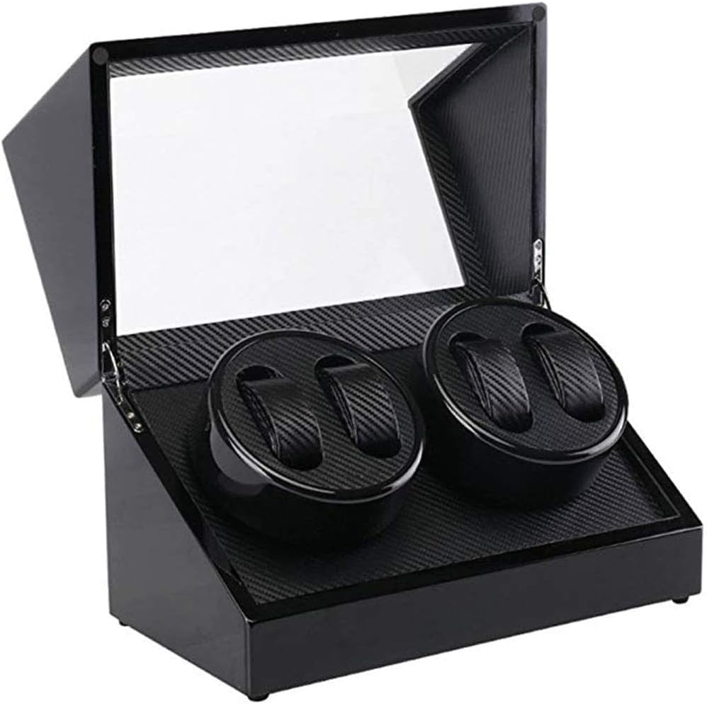 自動巻き時計ワインダー ウォッチワインダー シェイクテーブルデバイス ブラック 高光沢塗装 ダブルヘッド 4電動シェーカー 自動巻き