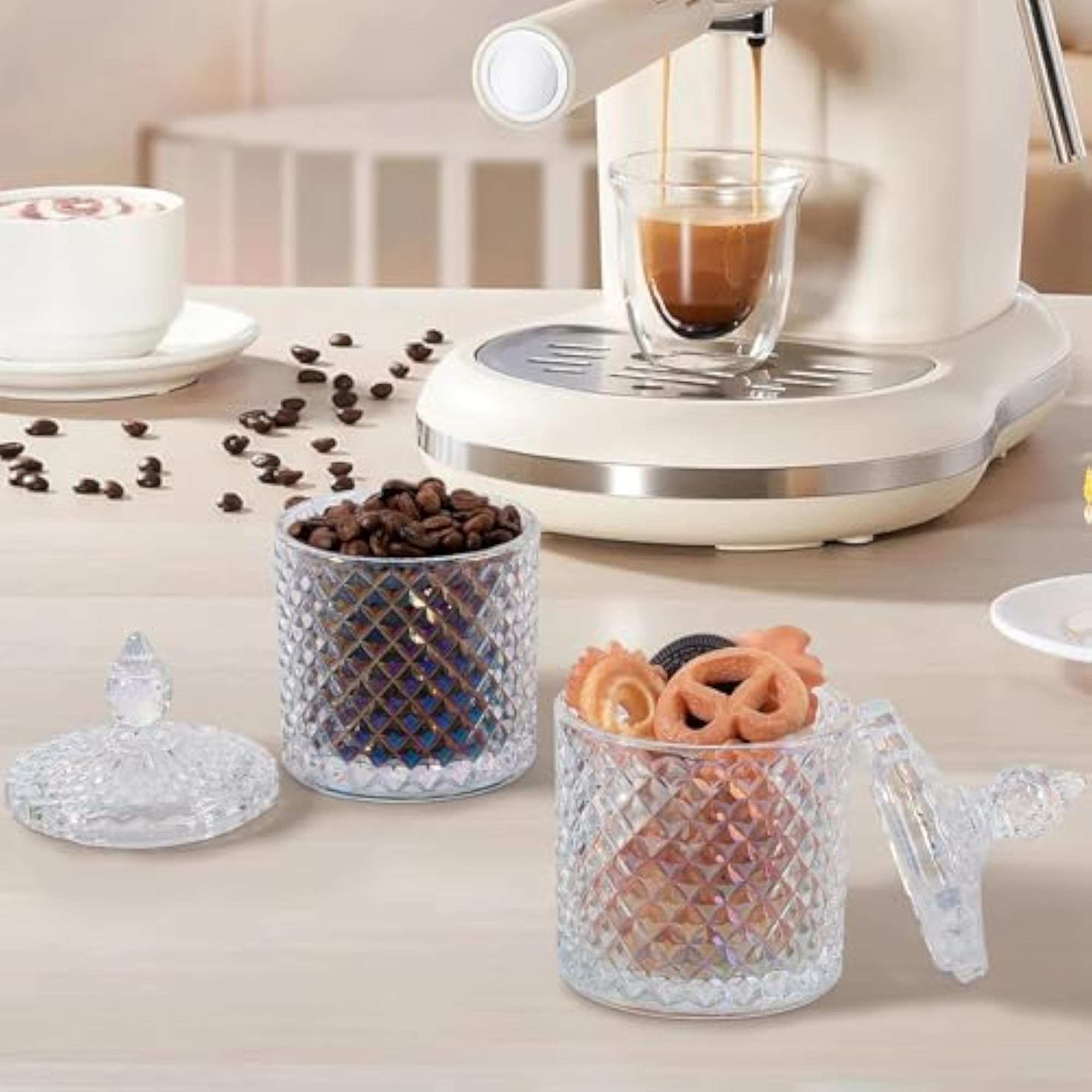 2 Pack Apothecary Jars with Lid, Thick Glass