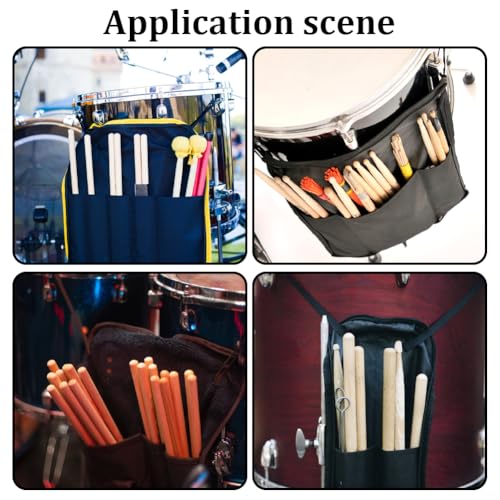 Image of GORGECRAFT Drum Stick Bag Portable Drumstick Zipper Bag with Handle 47cmx20cm Drum Stick Holder with Floor Tom Attachments Blue Carrying Handbag for Percussion Drumstick Mallets Brushes Storage