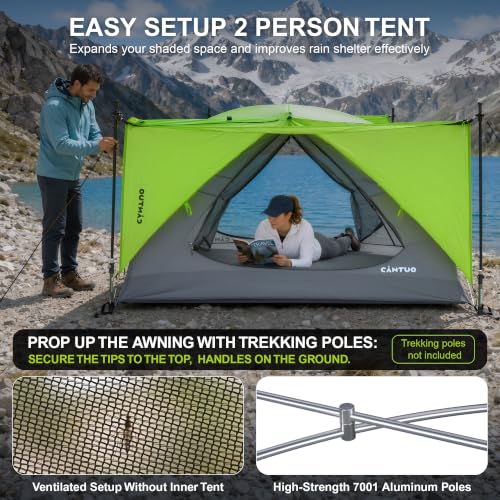 CANTUO 4 Season 2/3 Person Tent 20D Nylon Ultralight 4.34 lbs with Footprint4000mm Waterproof & Windproof Backpacking Tent Two Person Tent - image 8