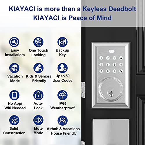Kiayaci Front Door Lock Set Door Handle Sets Brushed Nickel Door Handle Entry Door Locksets With Rectangle Keypad Deadbolt Single Smart Locks For Front Door Keyless Entry Door Lock Silver #TOP2