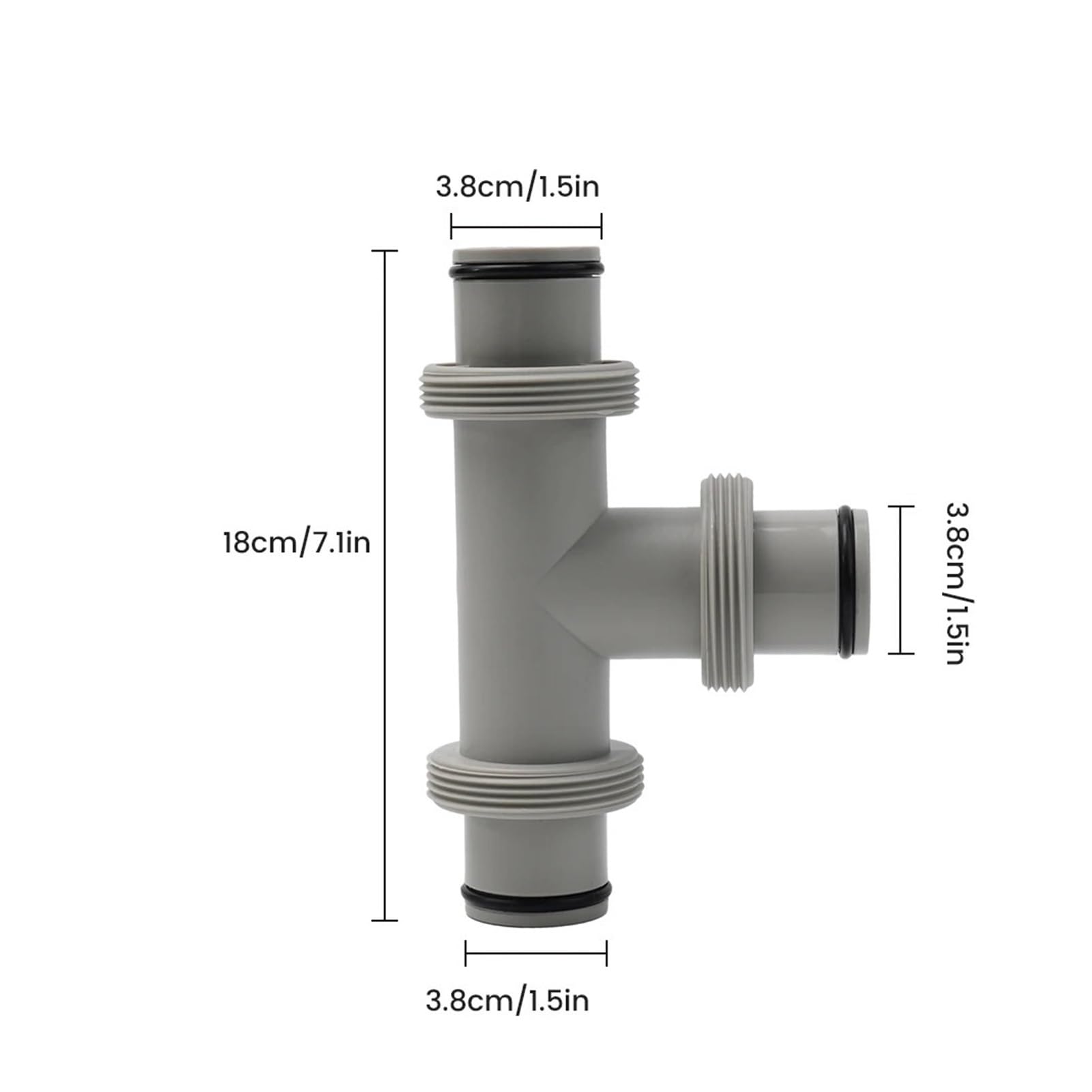 Adaptador de conector de doble división for piezas Intex, manguera, válvula de émbolo, material PP, bombas de piscina, juntas tóricas de goma, conector en T