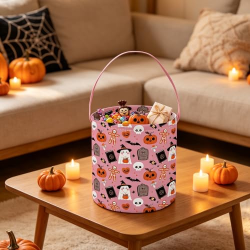 Image of ESSME Halloween Basket,Ghost Basket for Gifts Bins,Book Bins Empty.(Pink gohst)