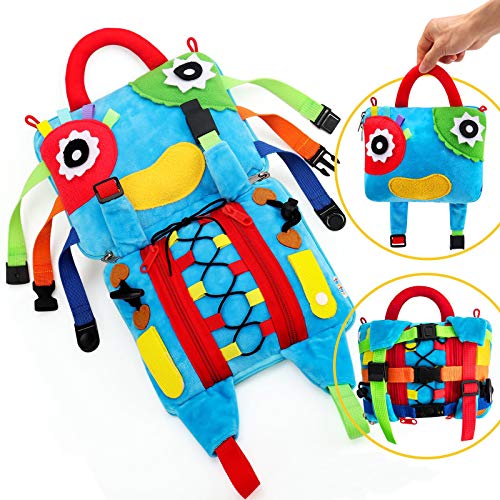 teytoy Sensory Pillow Toys for Children,Busy Toy Bag Learning Fine Motor Skill Problem Solving, Educational Montessori Fidgets Travel Toy for Kids Threading Counting Zipper Preschool Learning Toy