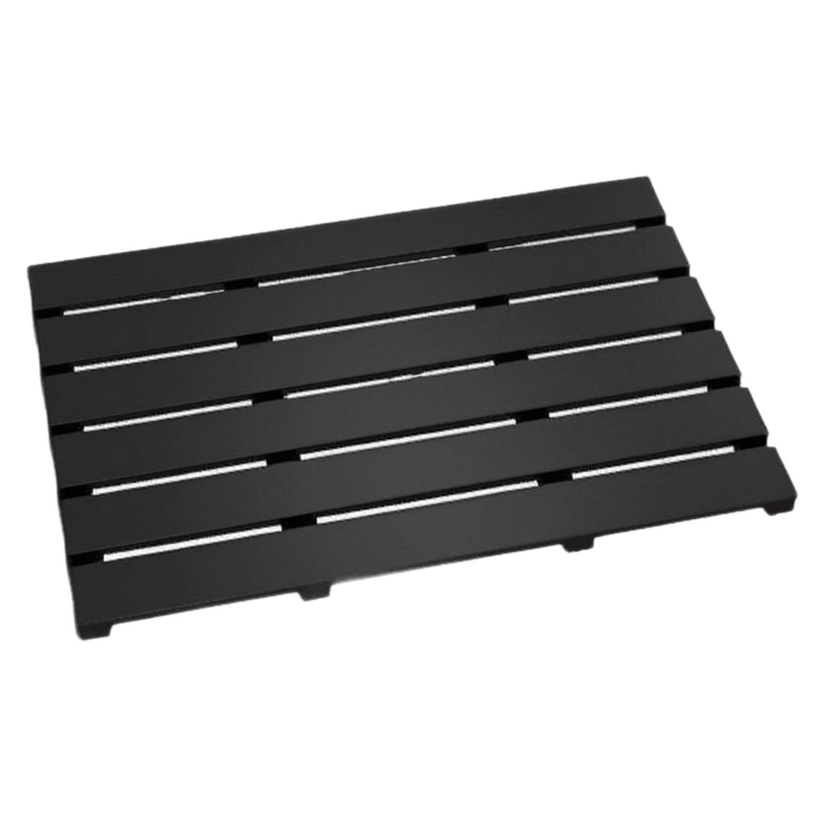 Milageto Alfombra de baño de bambú, Impermeable, de Secado rápido, para el Lavabo, lavandería o el recibidor, Negro