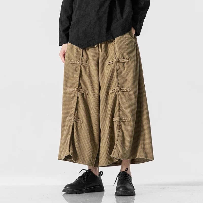 Chinese Style Retro Wide Leg Pants Men Loose Corduroy Casual Pants Harajuku Trousers Male Casual Pants2
