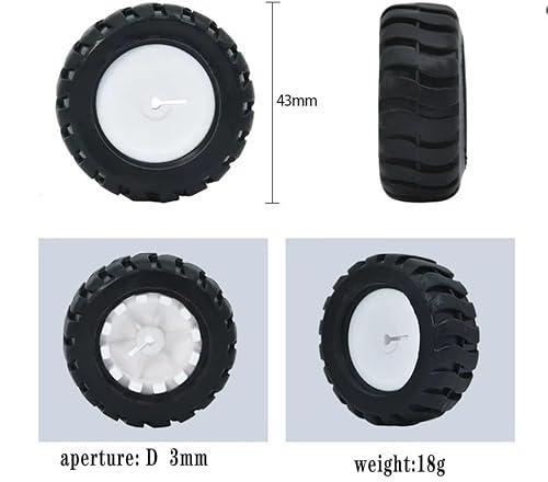 RecDec 4 Pack Mini Micro N20 Gear Motor Wheels Replacement 3mm Shaft D-Hole Rubber Tire Wheel for Slow Speed Geared Motor N20 Motor DIY Robot RC Car Truck Mini Construction Vehicle Boat Helicopter - Thumbnail 2