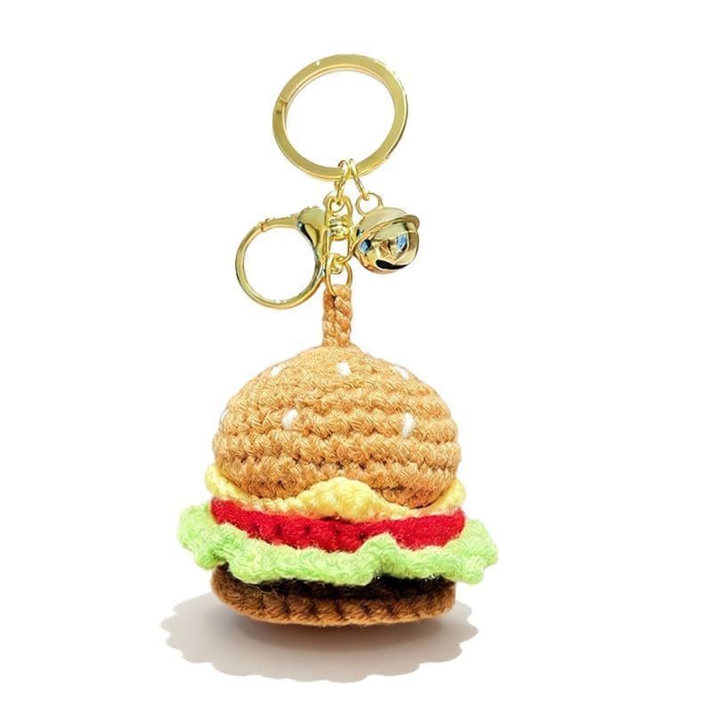 Porte-clés peluche hamburger et frites pour sac