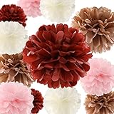 Fonder Mols Bachelorette Party Decorations Burgundy Glitter Rose Gold Blush Pink Ivory Tissue Paper Flowers Tassel Garland Wedding Bridal Shower Maroon Party Decorations (39pcs)