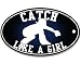 Oval CATCH Like a Girl Sticker (softball baseball female catcher)