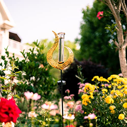 Venniy Rain Gauge Outdoor Decorative, Solar Garden Rain Gauge, 7" Capacity Glass Tube Metal Flame Shape For Garden Yard Lawn #TOP4