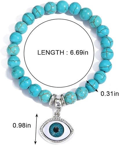 Miniatura 3 de LETAJOY Turquoise Bracelet for Women,Healing Crystal Stone Stretch Round Bead Bracelets for Women Men Jewelry