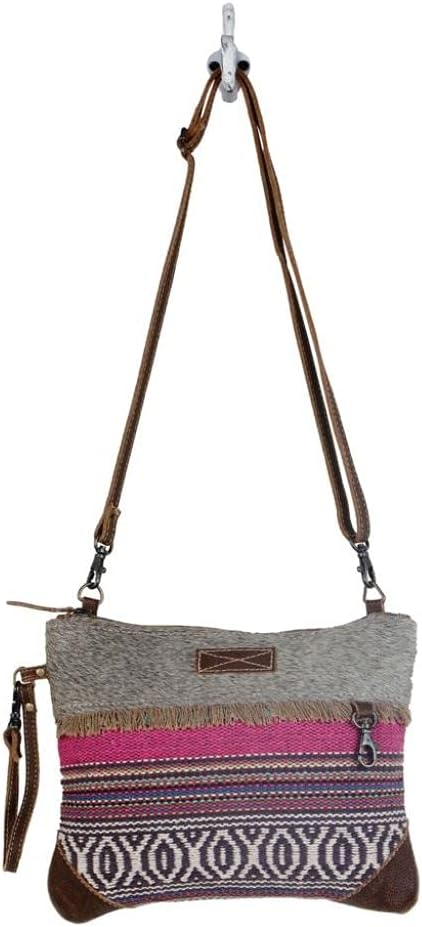 Myra Bag Laced Small & Cross-Body Bag Upcycled Cotton & Hair Leather S-2920