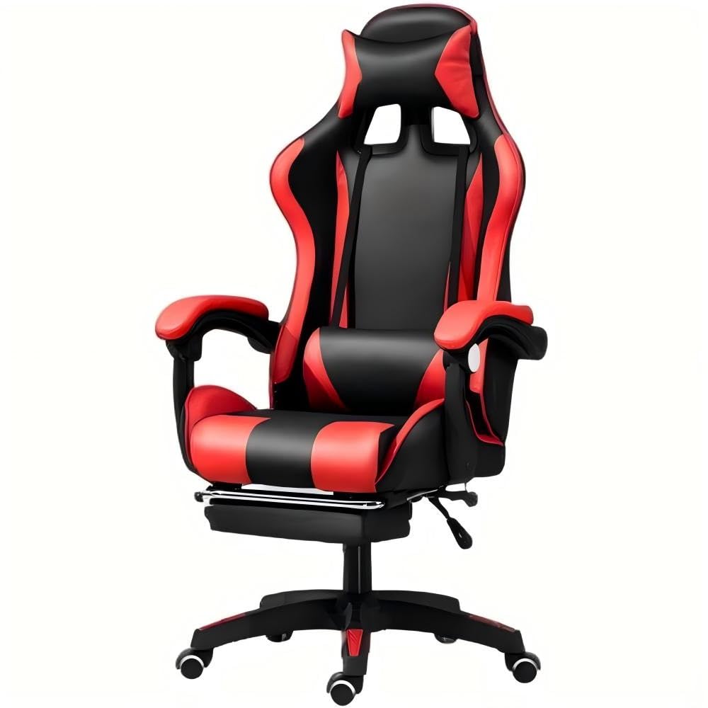 Silla de oficina ergonómica, transpirable, altura regulable con soporte de brazo, cojín,ruleta (estilo G-rojo)