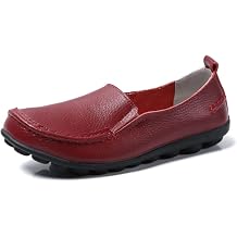 WERWAES Casual Womens Loafers Shoes Soft Leather Lightweight Classic Penny Slip-on Loafers Outdoor Indooor Walking Driving Moccasins Flats for Womens Nurse Boat Shoes