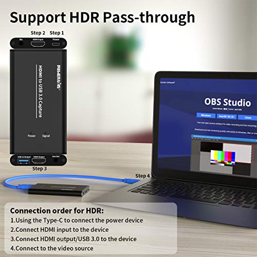 1080P Scheda di Acquisizione Video Grabber USB 3.0,POWERAXIS Live Gamer Capture Card Ultra, Streaming Delle Partite e Cattura Pass-Through 1080i HDR 4K 60fps, Latenza Ultra-Bassa