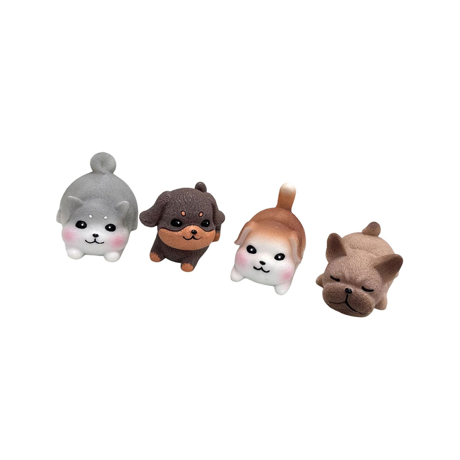 Sisyeuo 4Pieces Miniature Garden Animal Figurines Resins Puppy Dog Sculptures for Home Desktop or Car Interior Decoration Cartoon Resins Ornaments