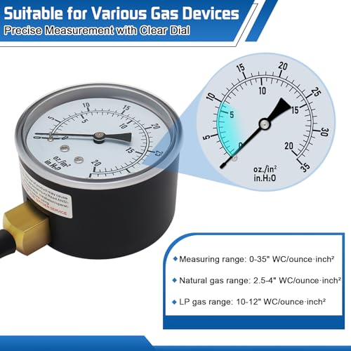 Boltigen Manometer Gas Pressure Tester, Natural Gas or LP Gas Manifold