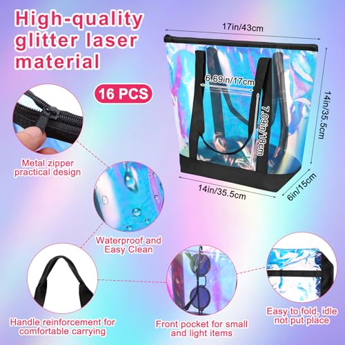 Image of Silkfly Clear Tote Bags Bulk, PVC Shoulder Handbag, Security Approved See Through Bag with Zipper Closure for Work