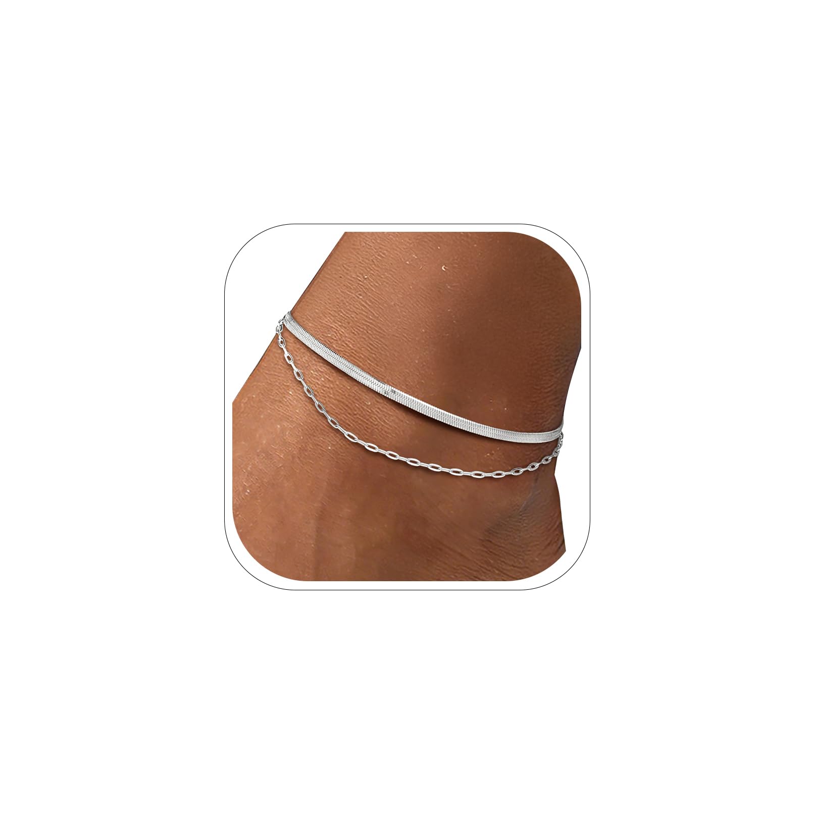 FOCALOOK 14K Gold Plated Anklets for Women, Plus Size Anklet Bracelet Chain