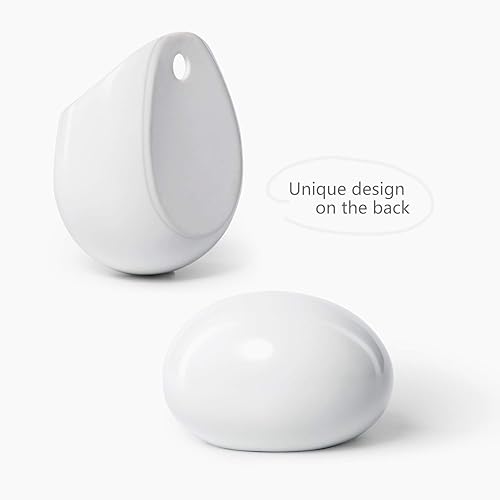 Miniatura 4 de Dahey Maceteros de pared con cadena de perlas falsas, plantas suculentas artificiales, pequeñas y modernas de cerámica, maceta redonda colgante de