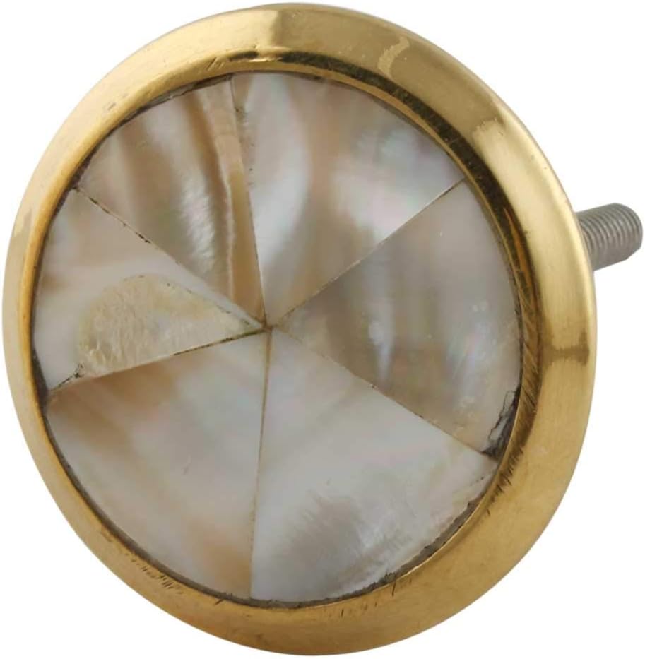 Indian Shelf Handcrafted 18 Piece Natural Multicolor Mother of Pearl Brass Elegant Dresser Handles Drawer Knobs Cabinet Pulls Modern Finish