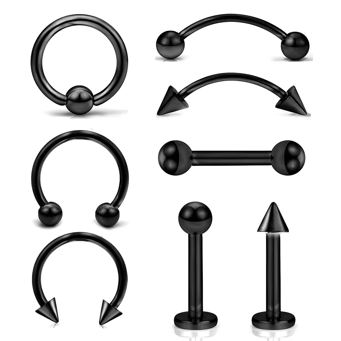 MWUMRCM Piercing Oreja, 8 Piezas Piercing Oreja Acero Quirurgico para Mujer Niña Pendientes Bola Estrella Corazón CZ Piercing Helix Tragus Nariz Anillos Piercing Oreja Cartílago