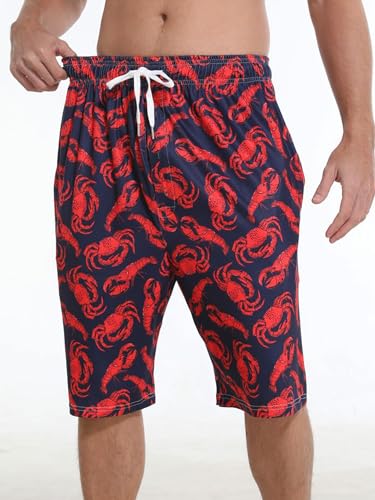 Image of Mens Pajama Shorts Graphic Lounge Bottoms Sleep Pjs with Pockes