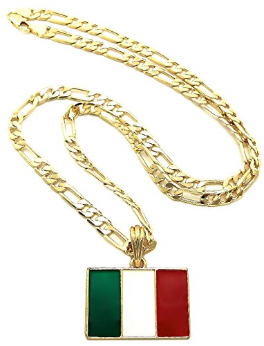 Gwood Italy Flag Small Pendant Necklace With Figaro Chain 24 Inches Long #TOP13