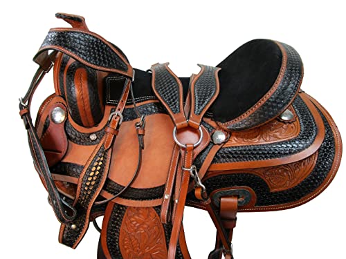 Western GAITED Horse Saddle 18 17 16 15 Pleasure Horse Trail Tooled Leather TACK (17 in)