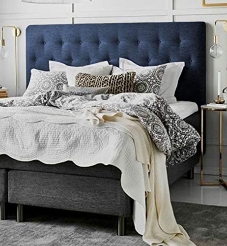 Cabeceros de Cama tapizados de Madera Polipiel Acolchado Tejido Antimanchas Dormitorio cabecero Matrimonio Moderno Mod. Paris Todas Las Medidas y Colores (Azul, 135 * 70)