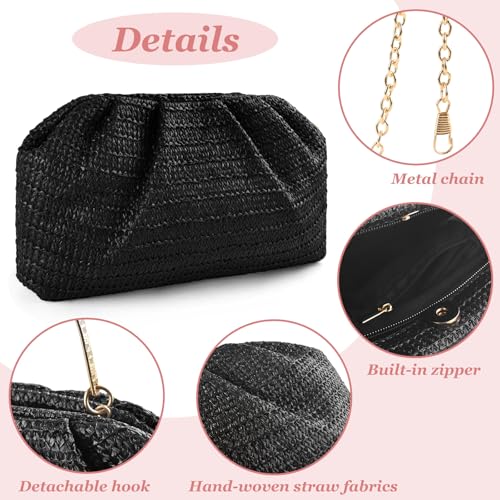 Image of ERKOON Clutch Purse for Women Elegant Pleated Evening Bag Crossbody Shoulder Handbag Envelope Bag with 2 Detachable Chain