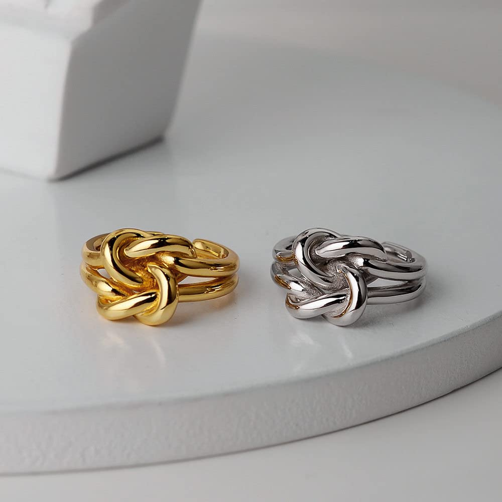 Anello In Argento Sterling 925,Anelli Regolabili Per Le Donne Multistrato Cravatta Un Nodo Argento Sterling 925 L'Anello Dito Indice Goth Anelli Eternity Fedi Nuziali Anelli Di Promessa Per Ragazze