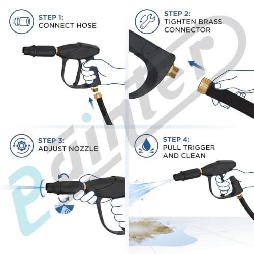 Image of Painter Spray Gun Pressure Water Spray Gun for Car Wash & Floor Cleaning with 15 MPa High Pressure, Adjustable Nozzle, 100% Brass Valve and Adapters, Black, PCG-15