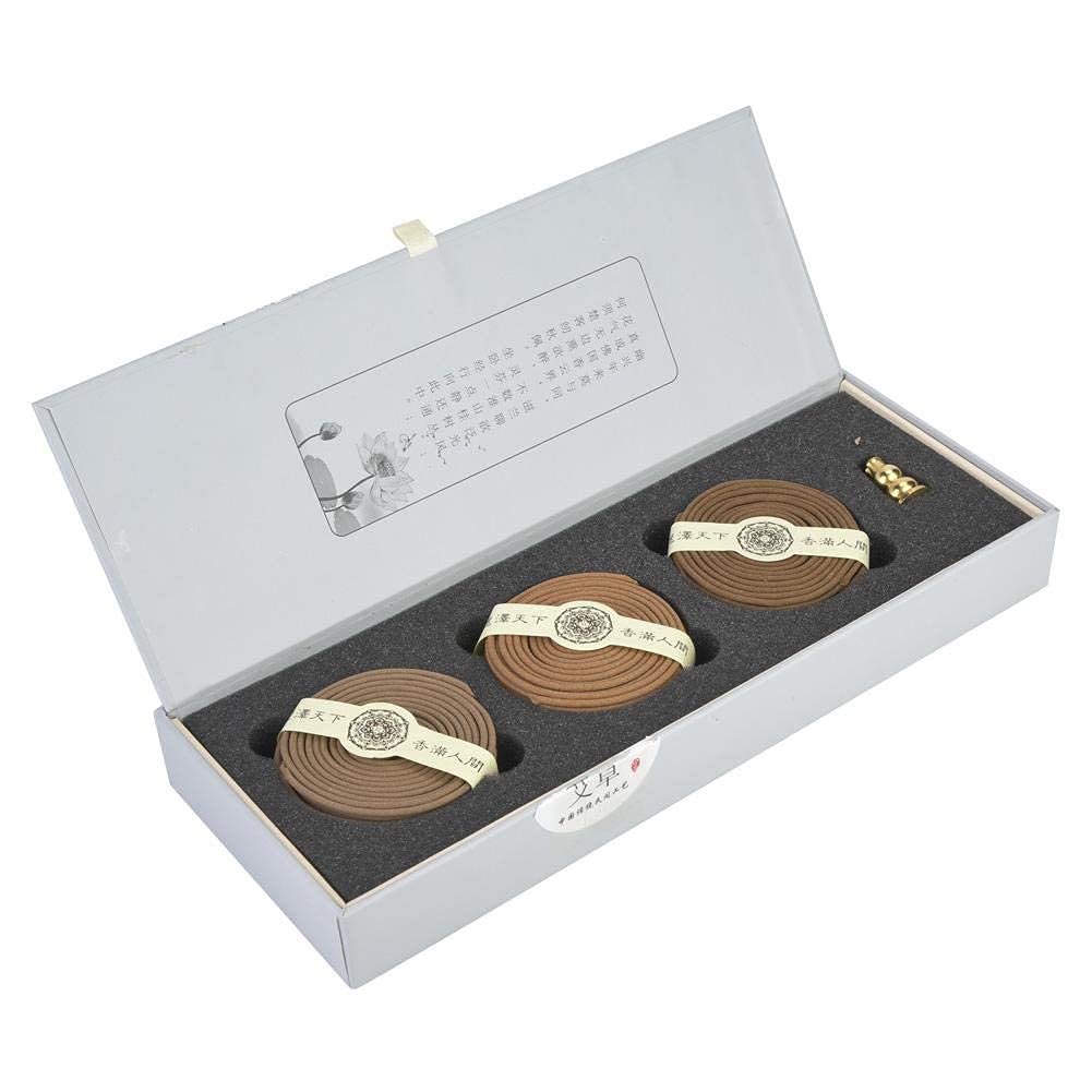 LHMYGHFDP Chinese Incense Sticks/Joss Sticks, Incense Coils Three Smell Natural Agarwood Sandalwood Wormwood Incense, for Meditation Yoga Prayers Relaxation, 60 Incense Coils