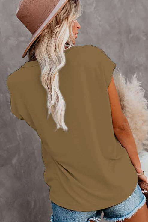 Image of CNFUFEN Short /Long Sleeve T Shirts for Women Fashion Casual Summer Lightweight Solid Trendy Tops