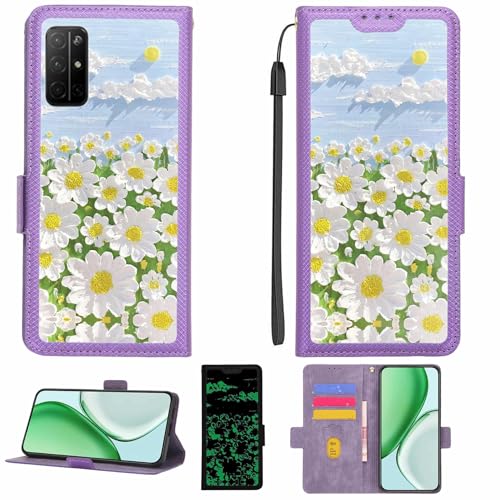 Kinetijy Case Compatible for Hisense K8 5g Phone Case Flip Cover [with Tempered Glass Screen Protector][RFID Blocking][Luminous Effect] LPT-CJ