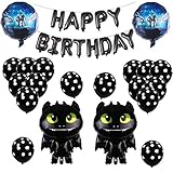 How to Train Your Dragon Toothless Light Fury Balloons Birthday Supplies Set, Kids Birthday Christmas Decoration Party Supplies