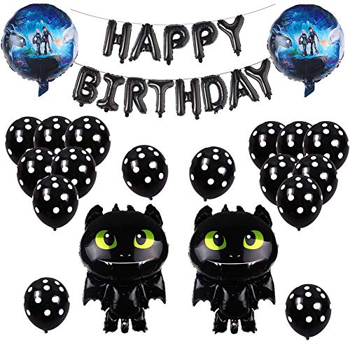 How to Train Your Dragon Toothless Light Fury Balloons Birthday Supplies Set, Kids Birthday Christmas Decoration Party Supplies