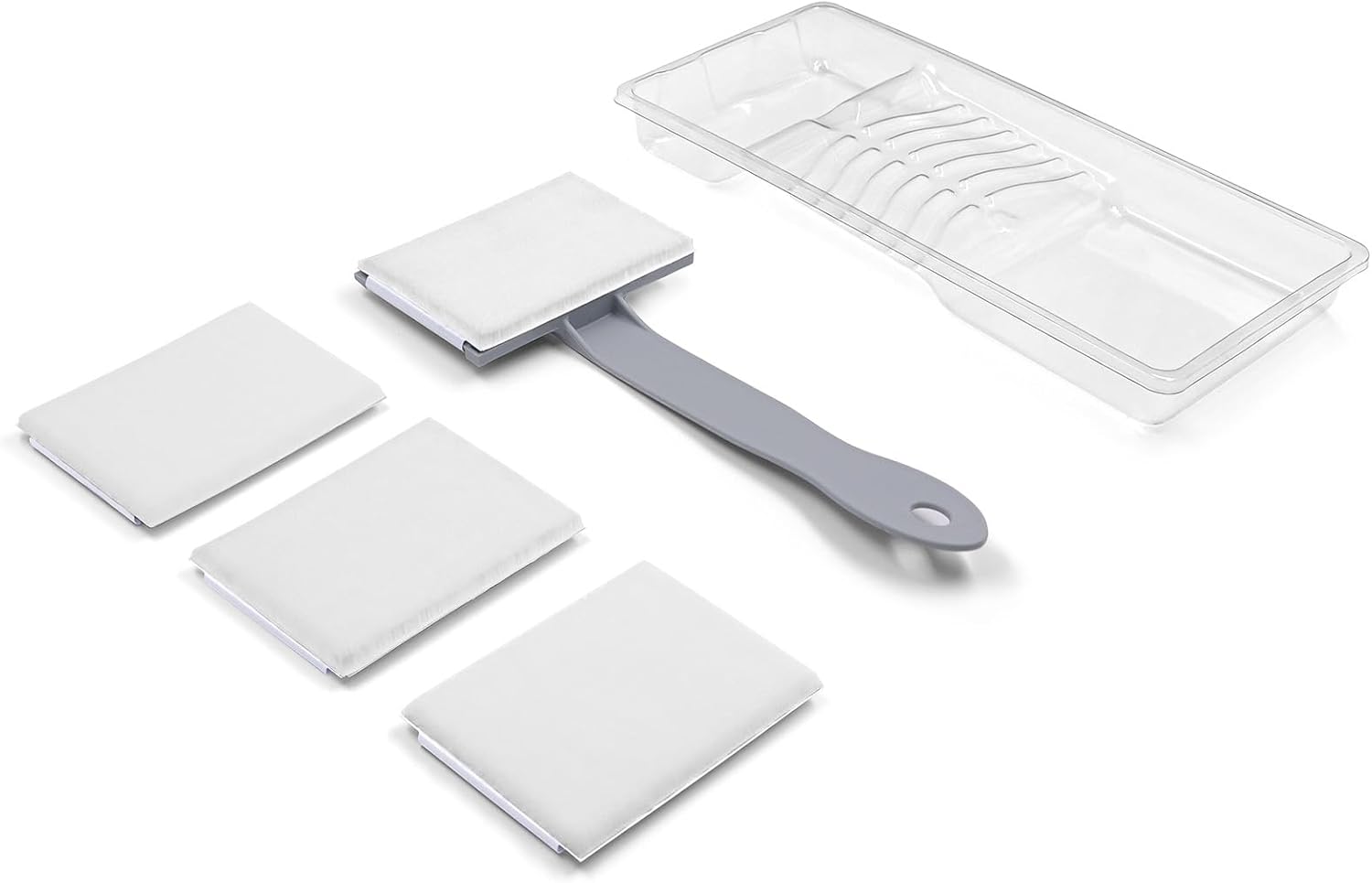 ROLLINGDOG 5PCS Reach-Behind Paint Pad Set with Tray and Nylon Felt Pads for Hard-to-Reach Areas, Ideal for Behind Toilets, Appliances & Radiators
