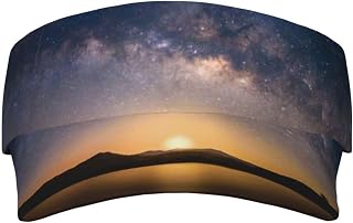 Glowing Sunset Starry Sky Printing Visor Hats Men Women Adjustable Sun Visor Caps Empty Top Baseball Cap Sun Visor for Travel,Sports,Climb Black
