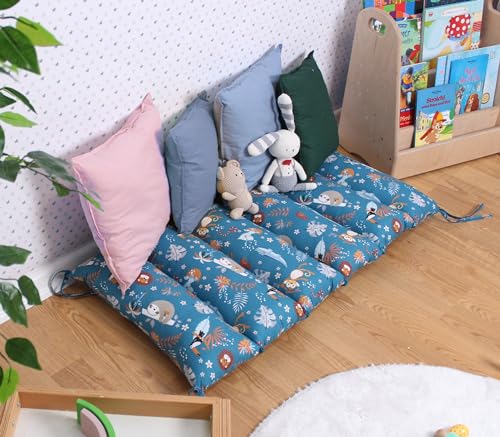 My Photostation.com Cojín para arco de escalada Montessori Rocker, cojín de suelo, cojín para siesta infantil, color azul, 47 x 22 pulgadas (120 x 55 cm)