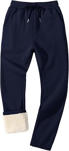 Flygo Men's Fleece Lined Sherpa Sweatpants Winter Warm Pants Jogger Lounge Athletic Pant with Pockets