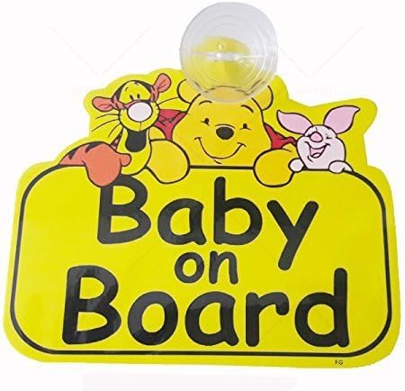 Vadda Baby On Board Sleeping Child/Baby Vehicle Decal, Window Hanging Safety Sign for Car Pooh