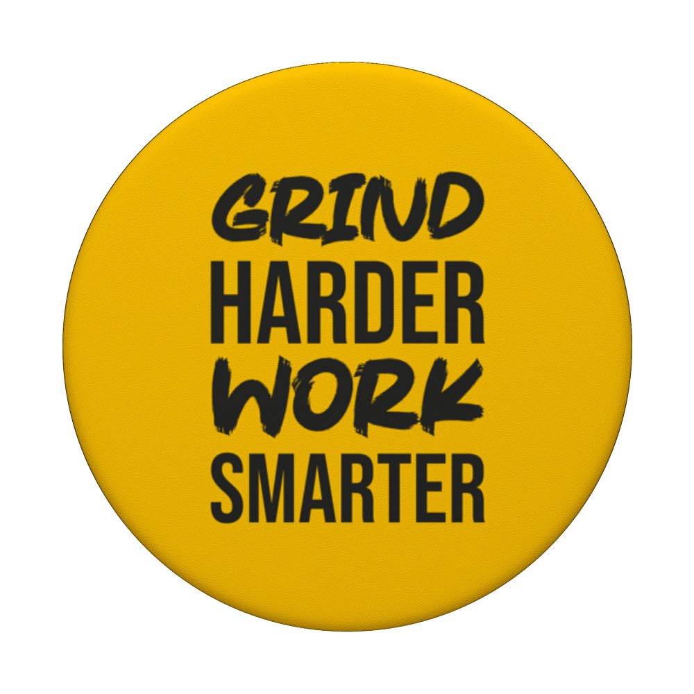 Grind Harder, Work Smarter, Gym, Hustle, Success, Motivation PopSockets Swappable PopGrip, Black - Image 3