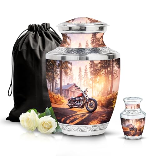 Image of Bike Urn Urn for Brother & Sister 1 Large & 1 Small | Large Urns for Human Ashes, Memorial Urns Ashes