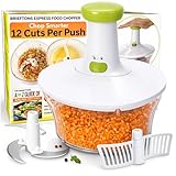 Brieftons Express Food Chopper: Large 6.8-Cup, Quick & Powerful Manual Hand Held Chopper/Mixer to Chop Fruits, Vegetables, Herbs, Onions for Salsa, Salad, Pesto, Hummus, Guacamole, Coleslaw, Puree