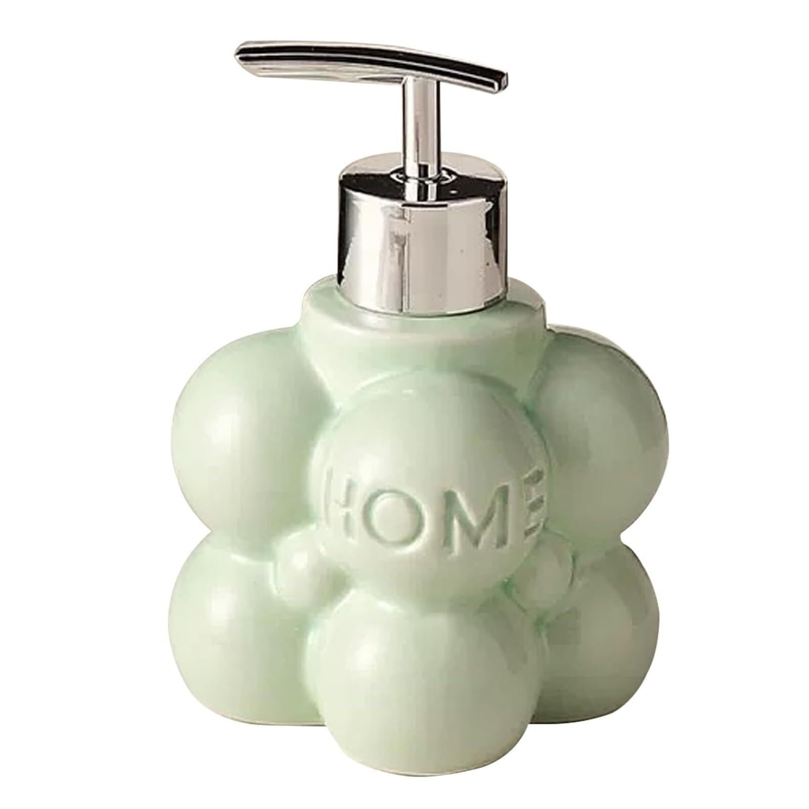 Yuue Green Empty Barthroom And Dish Dispenser 10Oz Square Ceramic Liquid With Silver Pump Decor For Counter(Green)